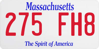 MA license plate 275FH8