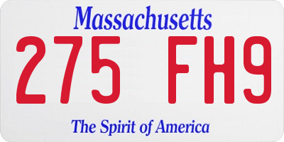 MA license plate 275FH9