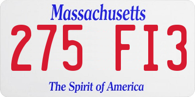 MA license plate 275FI3