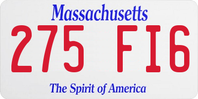 MA license plate 275FI6