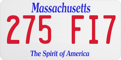 MA license plate 275FI7