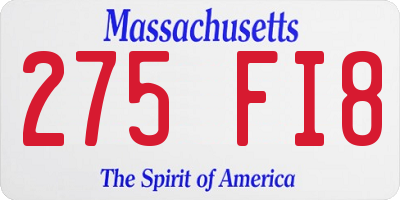 MA license plate 275FI8
