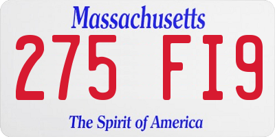 MA license plate 275FI9