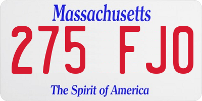 MA license plate 275FJ0