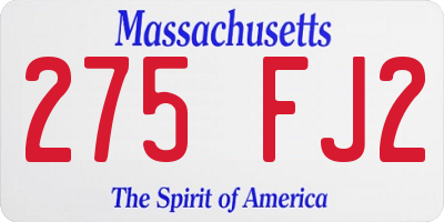 MA license plate 275FJ2