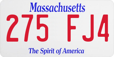 MA license plate 275FJ4