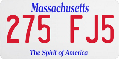 MA license plate 275FJ5