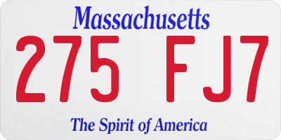 MA license plate 275FJ7