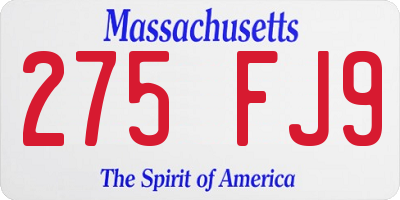 MA license plate 275FJ9