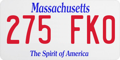 MA license plate 275FK0
