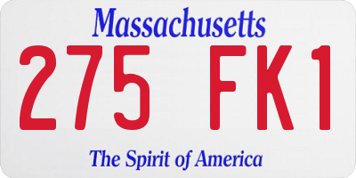 MA license plate 275FK1