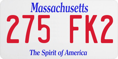 MA license plate 275FK2