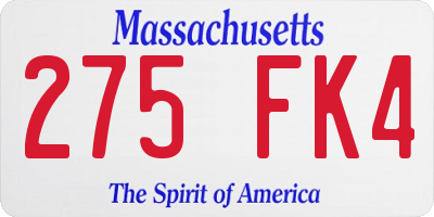 MA license plate 275FK4