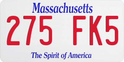 MA license plate 275FK5
