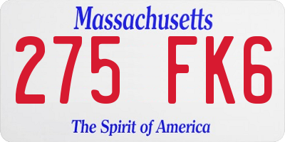 MA license plate 275FK6