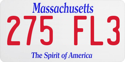 MA license plate 275FL3