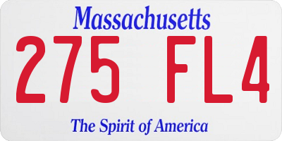 MA license plate 275FL4