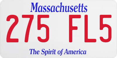 MA license plate 275FL5