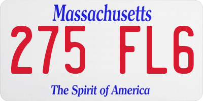 MA license plate 275FL6
