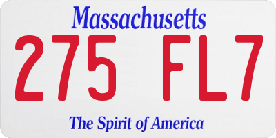 MA license plate 275FL7