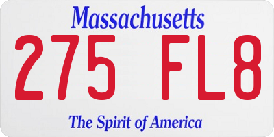 MA license plate 275FL8