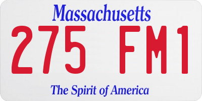 MA license plate 275FM1