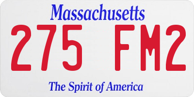 MA license plate 275FM2
