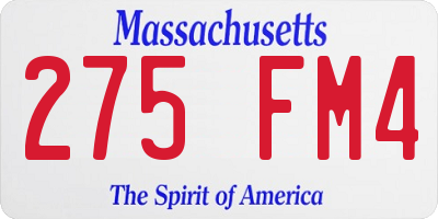 MA license plate 275FM4