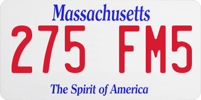 MA license plate 275FM5