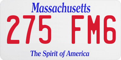 MA license plate 275FM6