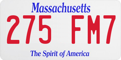 MA license plate 275FM7
