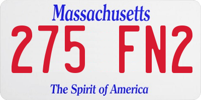 MA license plate 275FN2
