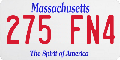 MA license plate 275FN4