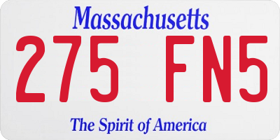 MA license plate 275FN5