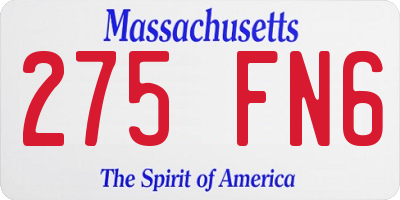 MA license plate 275FN6