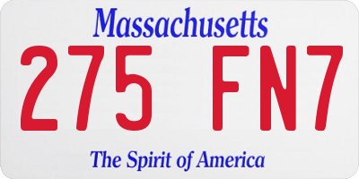 MA license plate 275FN7