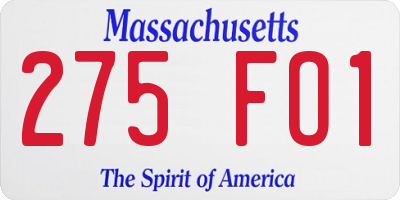 MA license plate 275FO1