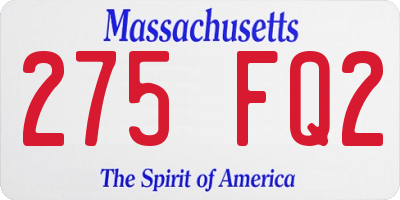 MA license plate 275FQ2