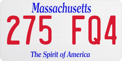 MA license plate 275FQ4