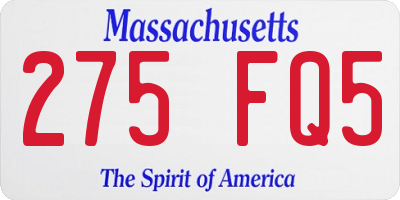 MA license plate 275FQ5