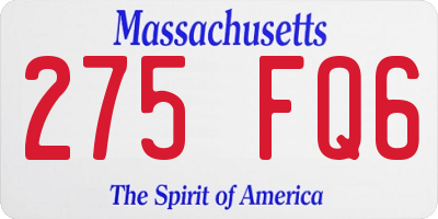 MA license plate 275FQ6