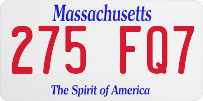 MA license plate 275FQ7
