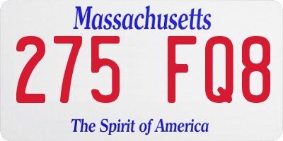 MA license plate 275FQ8