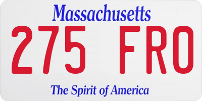 MA license plate 275FR0