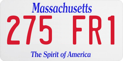 MA license plate 275FR1