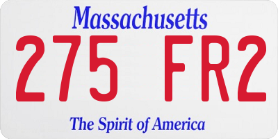 MA license plate 275FR2