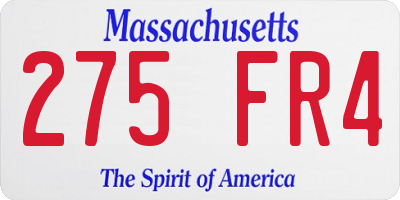 MA license plate 275FR4