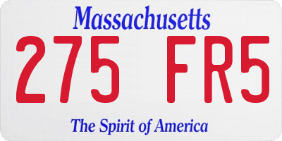 MA license plate 275FR5