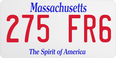 MA license plate 275FR6