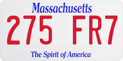 MA license plate 275FR7